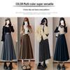 2026 Women's Petite High-Waisted Gray Wool Blend Pleated A-Line Skirt - Autumn Style