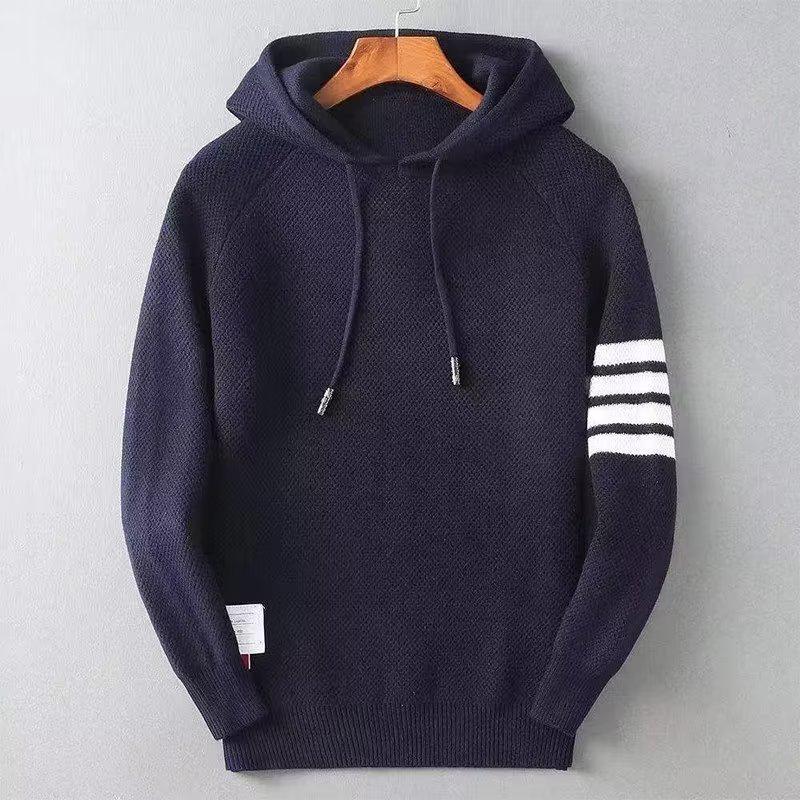 

Men s Striped Slim Fit Hooded Sweater - Autumn/Winter Casual Long Sleeve Pullover 3XL