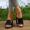 Women's Plus Size Wedge Sandals Women's Wide Strap Strap Breathable Casual Shoes Solid Color Wedge Shoes