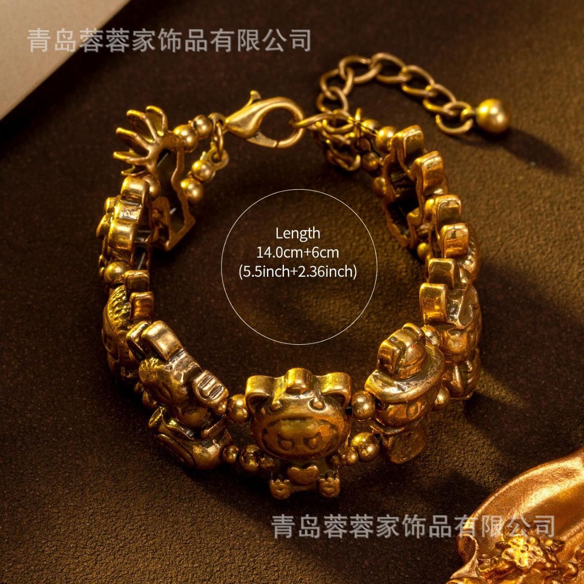 Heavy Industry Alloy Vintage Versatile Labubu Bracelet Light Luxury Beaded