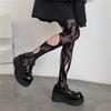 Lolita Hollow Out Flora Lace Mesh Stockings White/Black Retro Floral Rattan Stocking Hot Tights Punk Style Flower Stockings