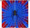 Superheld Spinnenweb Gordijn, Blauw Rood Raambekleding Voor Kinderen Jongens Slaapkamer Kantoor Studiekamer Halloween Thema Spin Print 2 Panelen