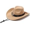 Western Cowboy Style Tibetan Bull Head Accessories Fashion Top Hat Autumn/Winter New Collection Deer Skin Velvet Large Edge Riding Hat
