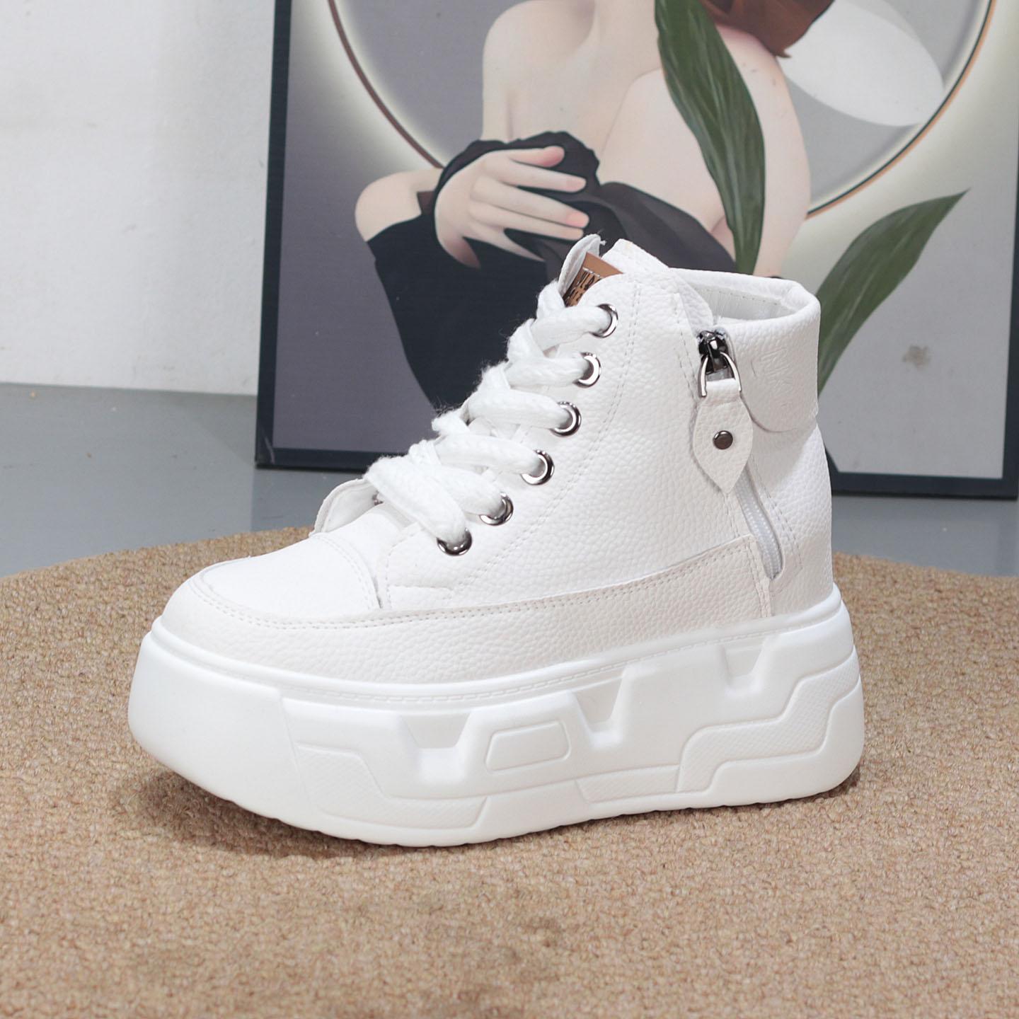 

Модные 8-сантиметровые женские кроссовки на белой платформе из высококачественной микрофибры, кроссовки на танкетке, удобная повседневная обувь для женщин 37