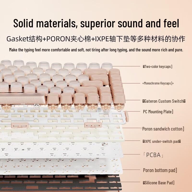 LoFree OE914 84-Key Triple-Mode Gasket Mechanical Keyboard with Wireless Mouse