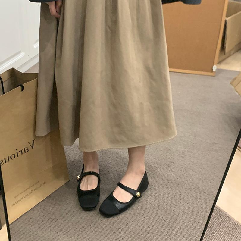 Flat bottom square head French Mary Jane women's shoes 2025 new small fragrant wind ballet single shoes women