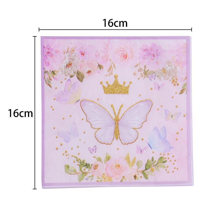 Pink Butterfly Disposable Tableware Happy Girl's Birthday Party Decorations Kids Butterfly Theme Party Decoration Baby Shower