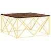  Coffee Table, Gold, Stainless Steel and Solid Reclaimed Wood