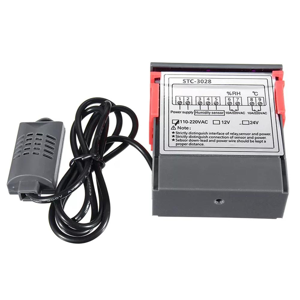 Digital Display Temperature&Humidity Controller Regulator Thermostat Hygrometer with Integrated Sensor Probe Relay
