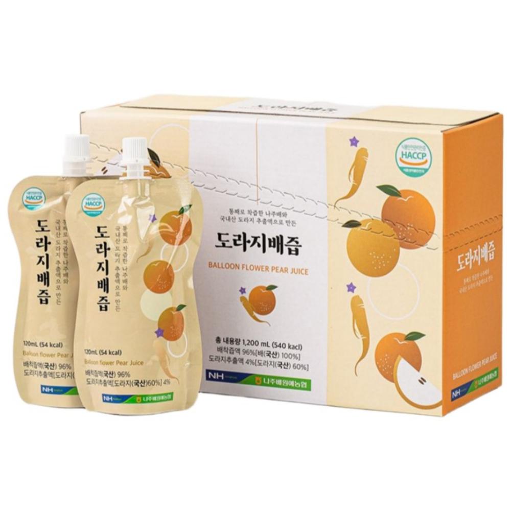 Naju Balloon Flower & Pear Juice Gift Set Premium Pear & Balloon Flower Juice Naju Pear Horticultural Cooperative 120ml 60 Pcs