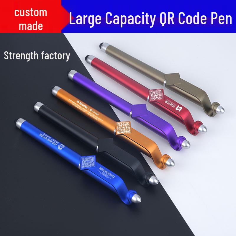 

Custom Logo Touch Screen Pen with QR Code Holder – Ballpoint and Fountain Options 0.5mm Nib чорний