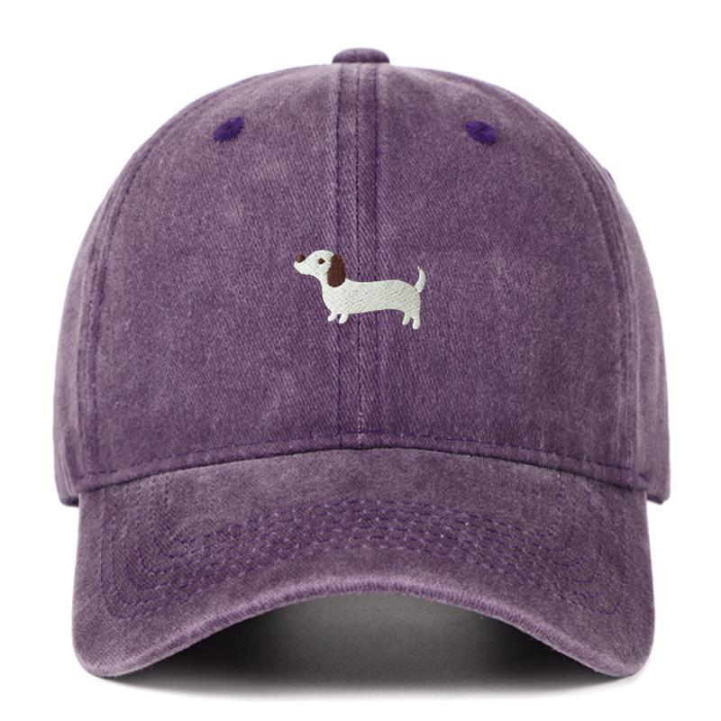 Dachshund Embroidered Baseball Cap - Unisex Korean Style, Wide Brim Hat