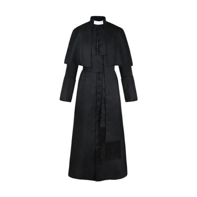 Halloween Priest Costume With Cross Necklace Unisex Men Women Solid Long Father Vicar Fancy Dress