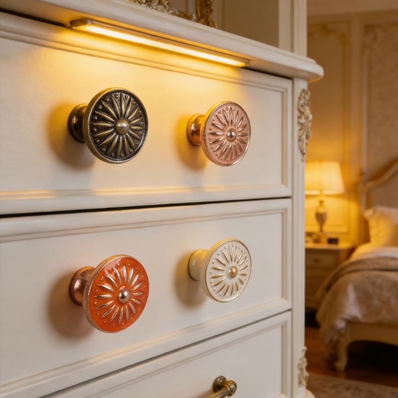 European Styles Round Cabinet Pull Solid Drawer Handle Kitchen Cabinet Knob For Wardrobe Dresser
