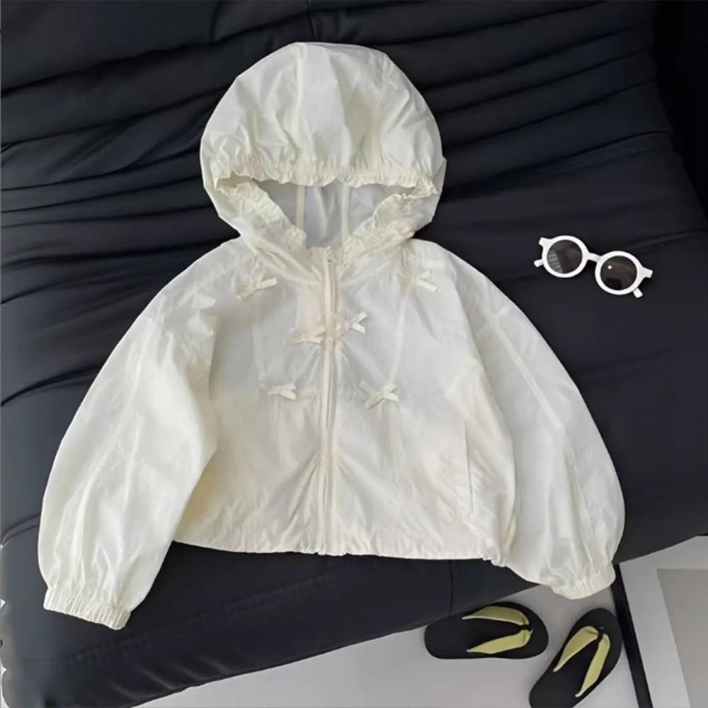 Lightweight Fabric Girls Sun Jacket Breathable Hooded Jacket Children Outerwear Outdoor Play