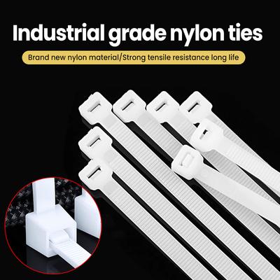 100/200g Self-locking Plastic Nylon Tie White Zip Wraps Strap Nylon Cable Tie Set Fastening Ring Loop Wire Wrap For Home