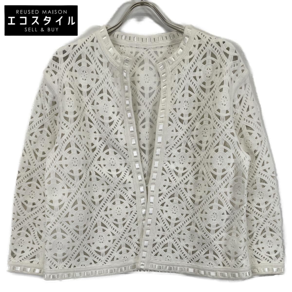 

BALLSEY 24 White Circle Motif Embroidery Crew Neck Jacket Jacket 36 whiteUsed