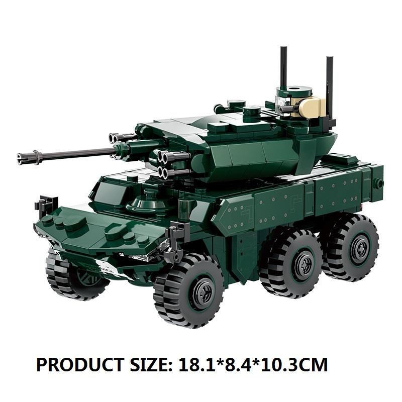 381PCS Modern Military Model Construction Toys Rocket Launcher Armored Vehicle Army EBRC Jaguar Building Blocks For Kids