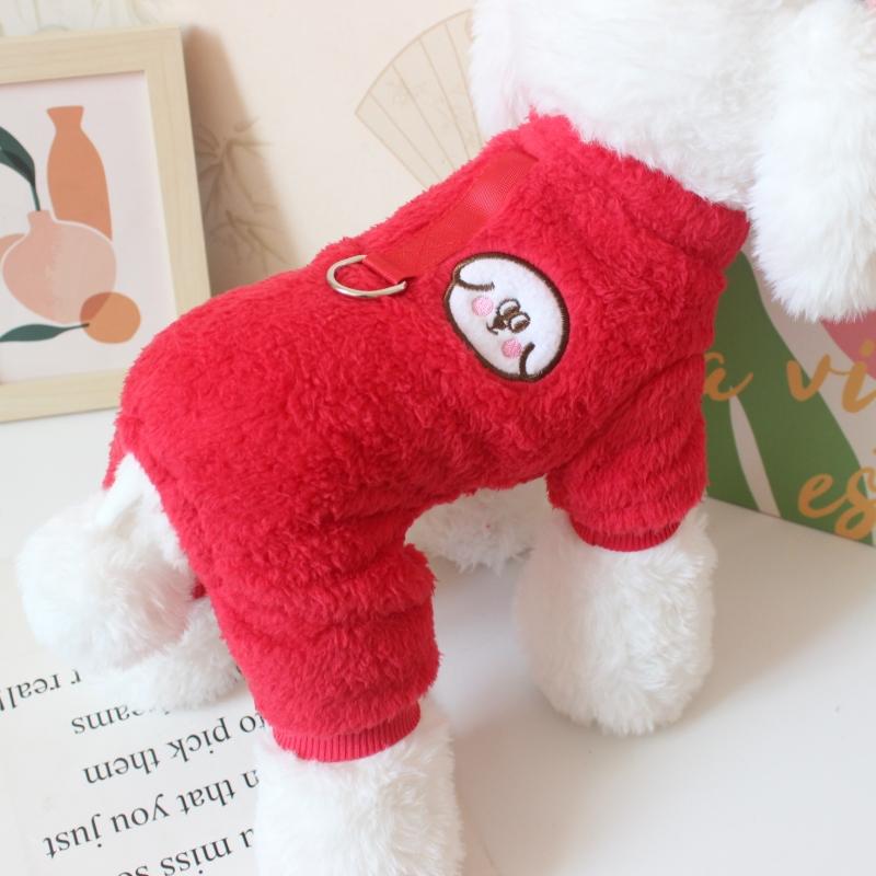 Dog clothes, autumn and winter clothes, new pet clothing can be towed, thickened bear four-legged velvet clothes, pet supplies