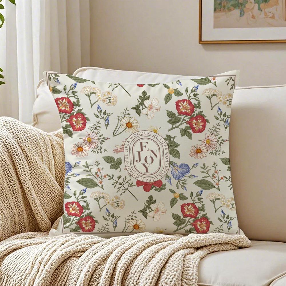 Simple Flower Painting Cushion Cover Pillowcase Antidustmite Living Room Sofa Decor Cushion Room