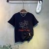 C S In The Room wIndy Dog leTTerIng prInT Round neCk ShorT Sleeve T ShirT 2C