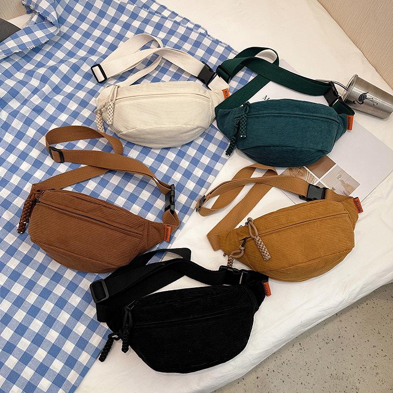 Corduroy Casual Sporty Crossbody Bag with Large Capacity
