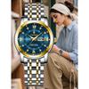 POEDAGAR Damen Edelstahl Dail Elegante Wasserdichte Leuchtende Quarz Datum Armbanduhren, Modische Damenuhr