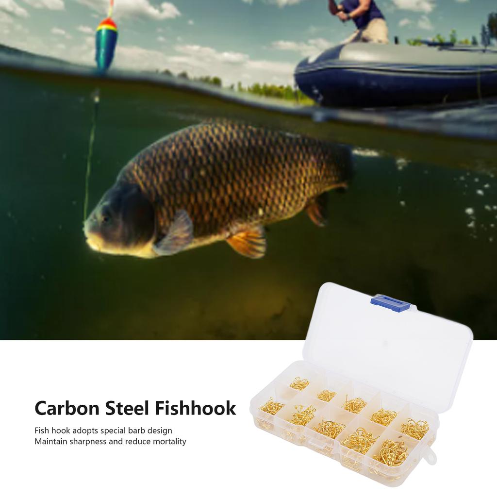 500pcs Fishing Hooks Set Carbon Steel Single   Fishhook Fly Fishing Carp Hooks