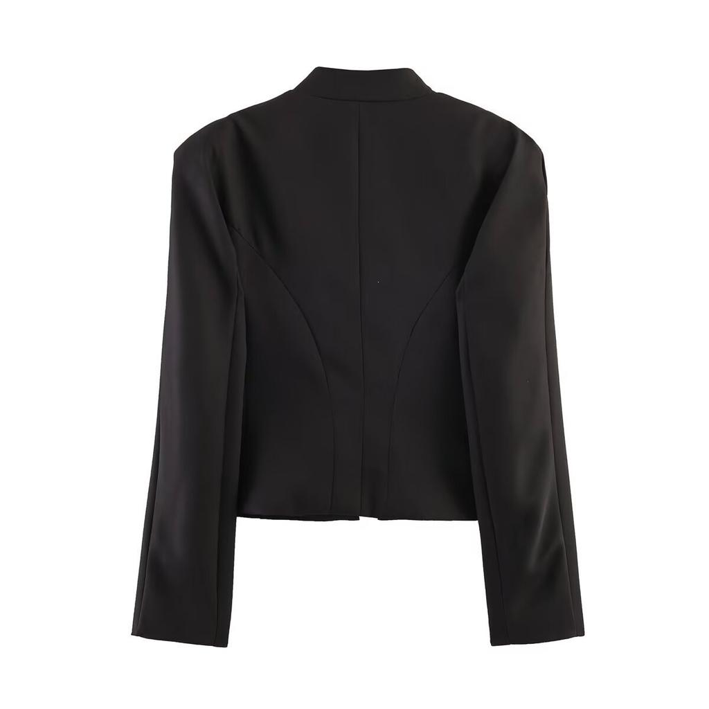 2026 summer new European and American cross-border women's clothing metal hook and strap shoulder pads slim suit jacket w107 8907