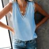 European and American Cross-border Foreign Trade Women's Tops, Loose Casual and Lazy Home V-neck Sleeveless Solid Color Lace Vest