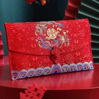 Více vzorů Svatba Červená obálka Design s třásněmi Vyšívání Brokát Červená obálka Nejlepší přání HongBao