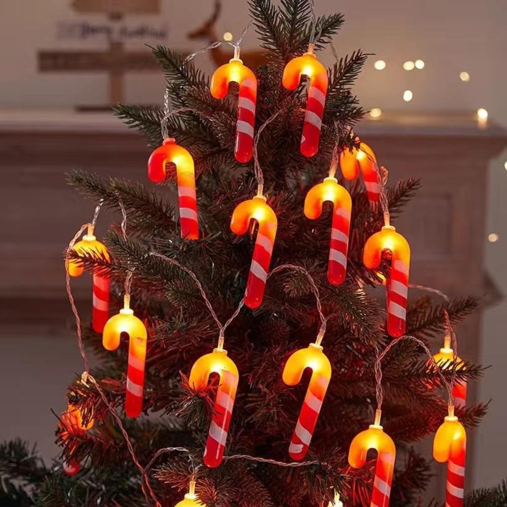 10/20/40 LED Candy Cane Light Santa Hat Xmas Tree Ornament LED Walking Stick Light  Home Decoration
