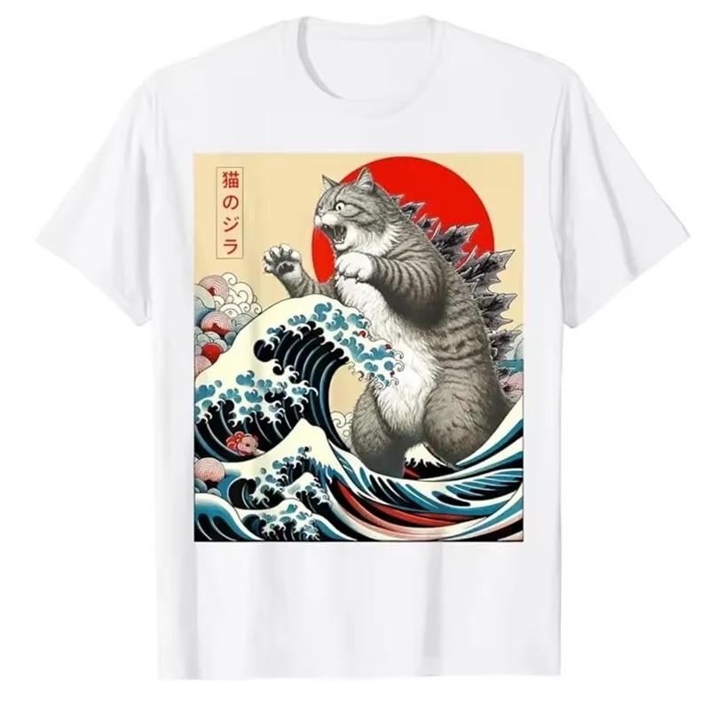 Summer Sport Jogging Cat Funny Cat Gifts For Women T-Shirt Unisex Cotton T Shirt O-neck Tops Tees Fashion Fitness T Shirt