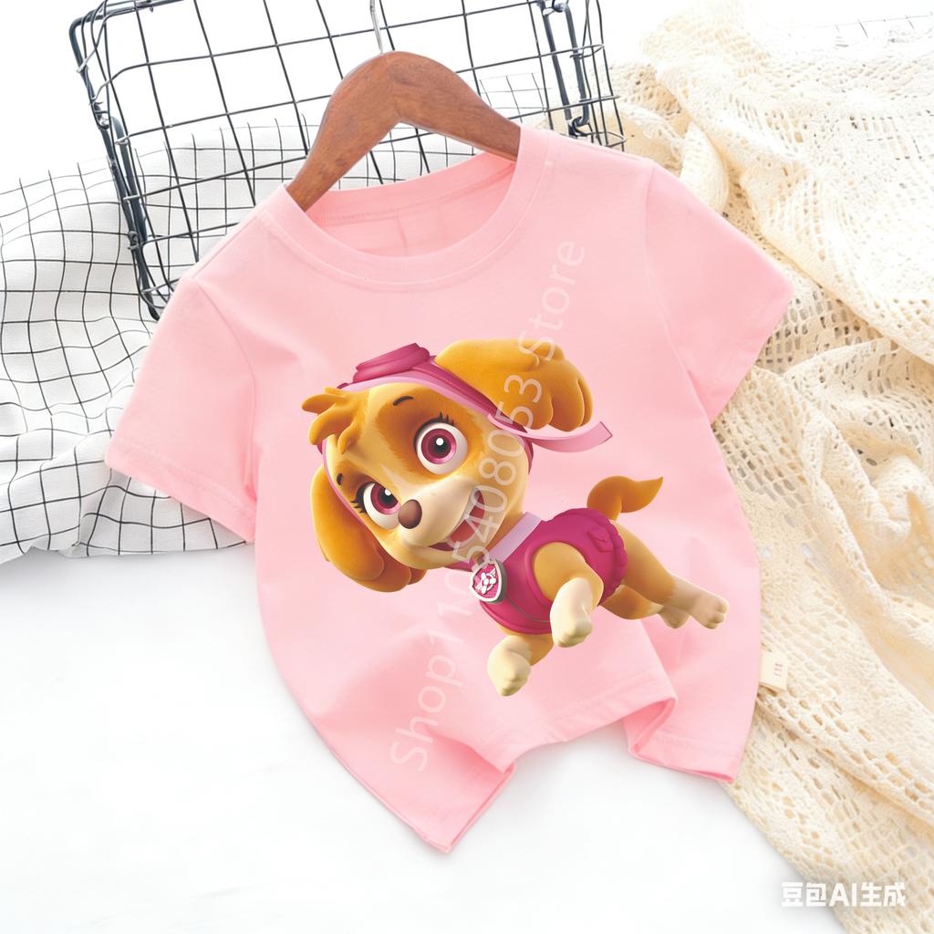 Cute Boys Girls Casuals Tops Summer Birthday Clothing Gift Hots Paw Patrol Kids Tshirts Kawaii Cartoon Character Printed Shirts