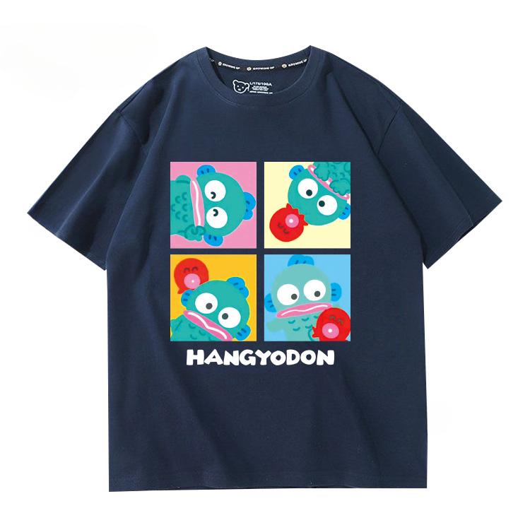 

Hangyodon Harajuku creative pattern T-shirt men s casual comfortable summer 100% cotton T-shirt trend fashion loose T-shirt M