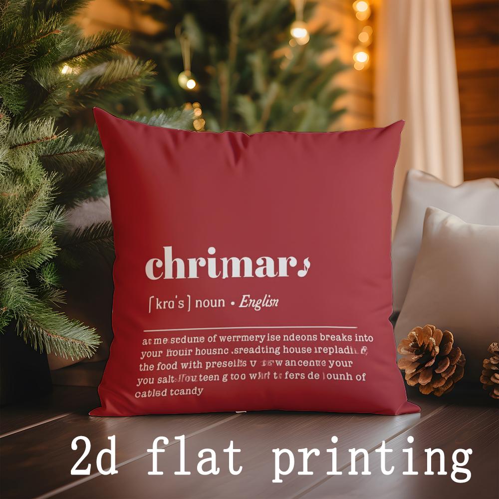 

Home Decor Christmas-themed Pillowcases with Festive Words Pattern Cushion Cover Suitable for Sofa Bedroom Car Pillow Cover 16x16Inch