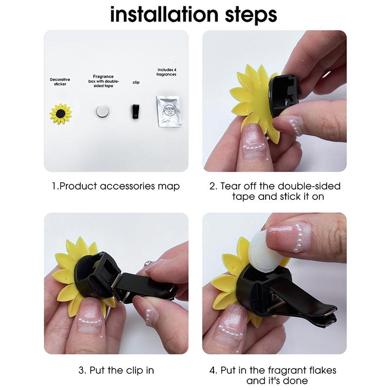 2pcs Car Fashion Multiflora Sunflower Car Air Outlet Fragrant Perfume Clip Air Freshener Diffuser For Women Interior Vent Clip Air Fresheners 2