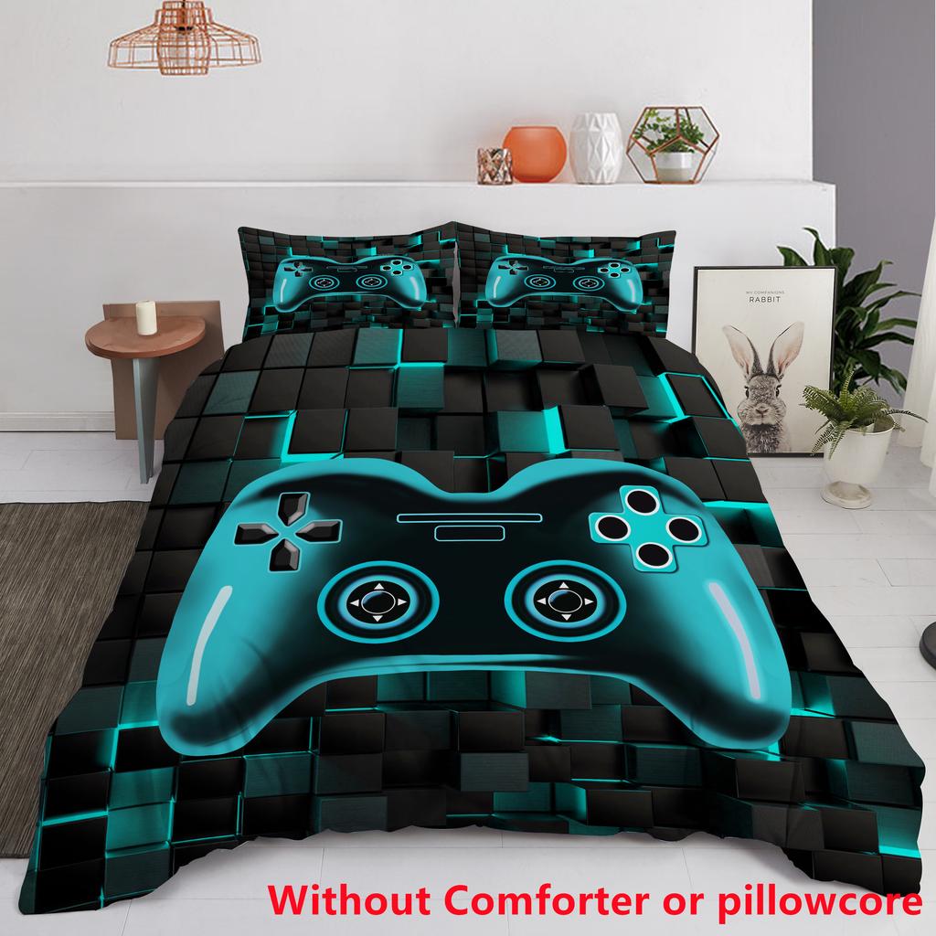 Colorful Gamepad Print Quilt Cover Set Fashion Cool Fragment Game Console Cover Bedding Cover Polyester Comfortable Duvet Cover