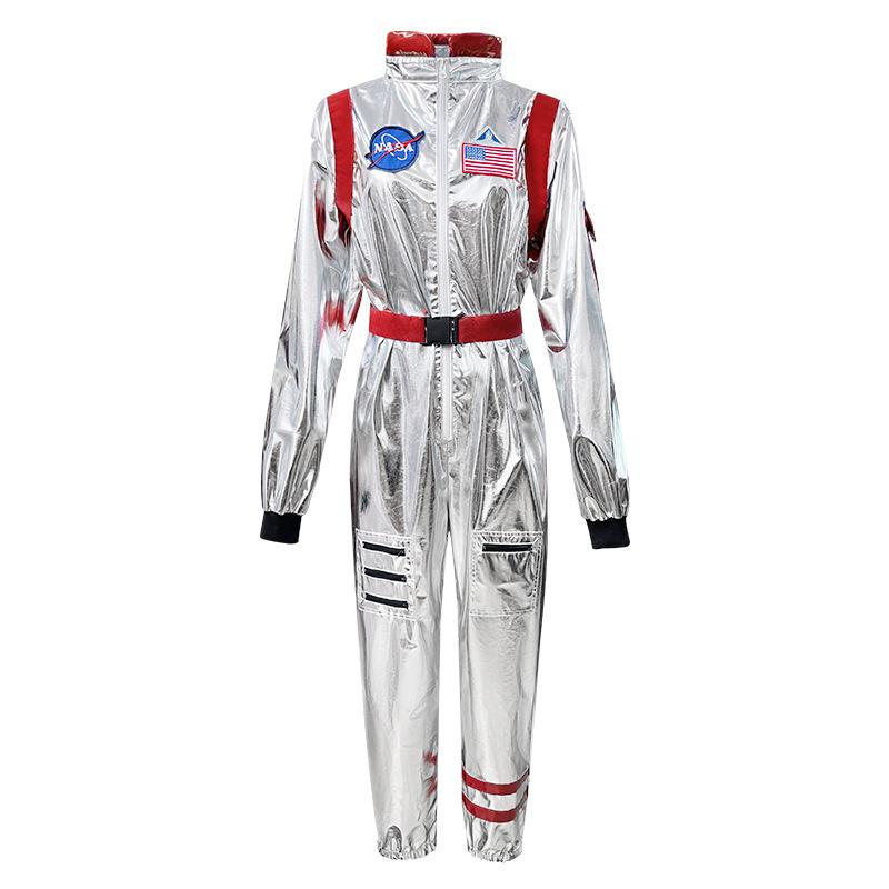 Halloween adult space costume silver spacesuit pilot stray earth party play jumpsuit
