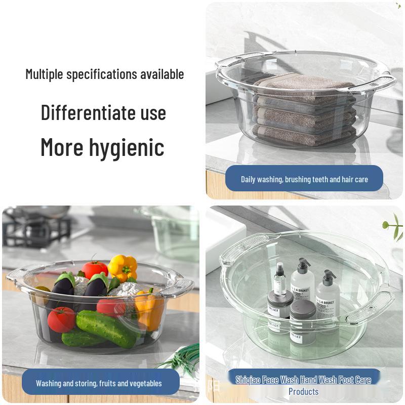 Transparent Multi-Use Basin: Washbasin, Laundry, Baby Face, Vegetable & Foot Wash Basin for Home & Dorm.