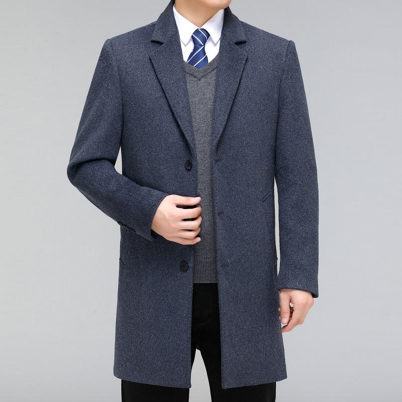 

Кашемировое пальто мужское осенне-зимнее новое покрой средней длины костюм воротник папочки шерстяное пальто для среднего и пожилого возраста шерстяное пальто верх 195