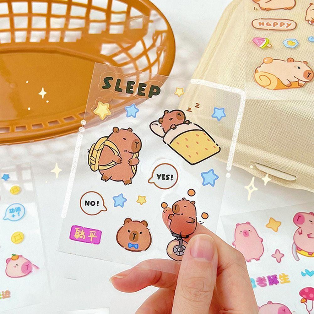 20 Pcs/Bag Kawaii Pink Capybara Stickers Funny Decorative Decals Cartoon Poster Student