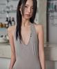 Leondeondada Halter Unbalanced Draped Dress, G.Beige
