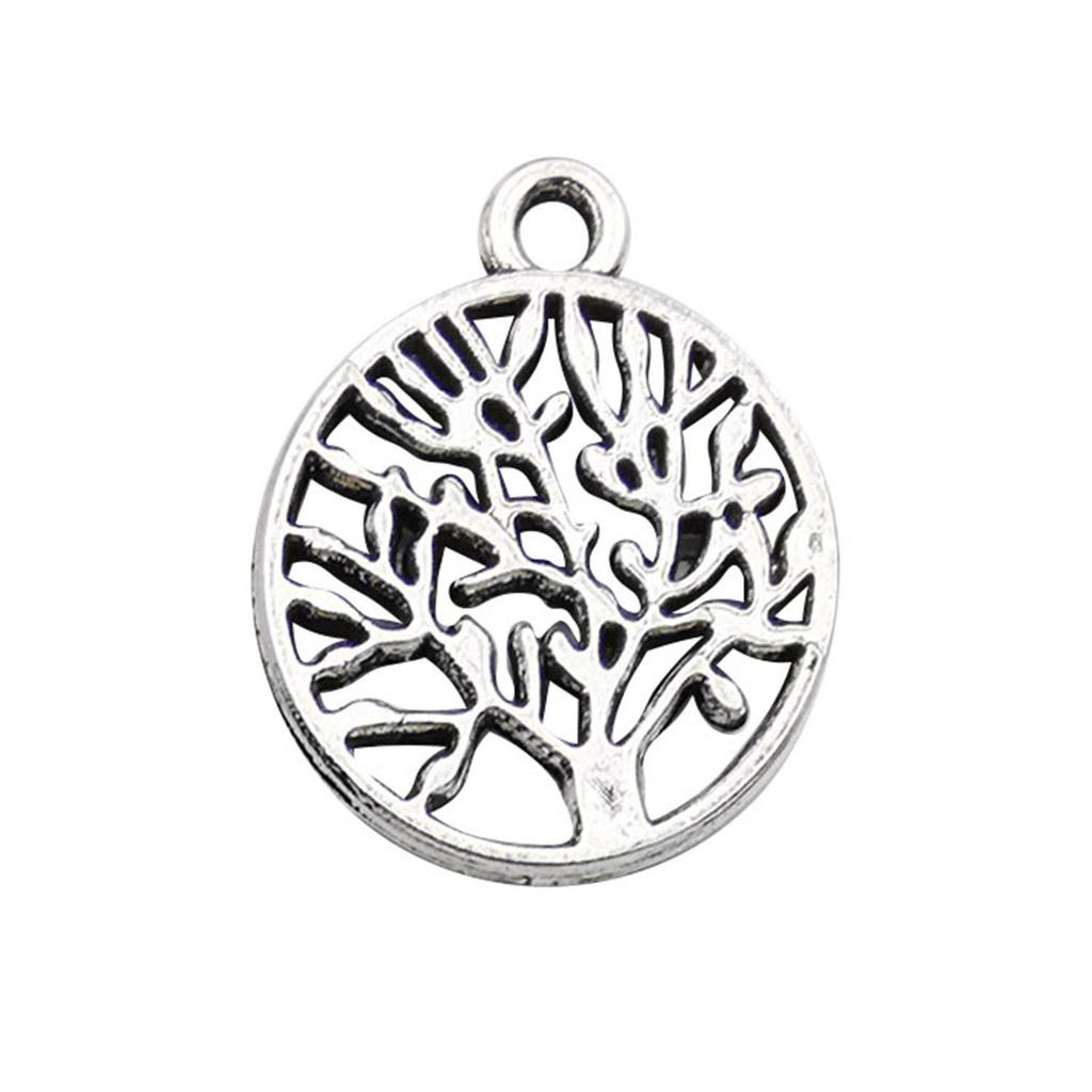 Ancient Silver Plant Small Pendant Hollow Tree Of Life Alloy Accessories Handmade Beaded DIY Material Jewelry