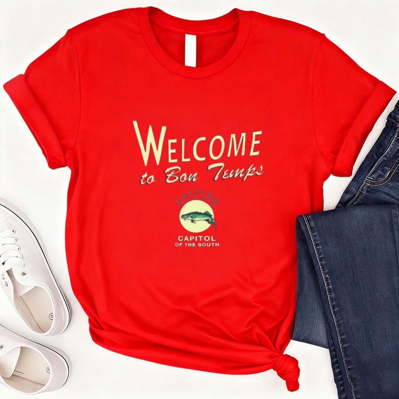 True Blood Inspired Welcome To Bon Temps Cotton TShirt Catfish Capital of The South Tee Unisex Crew Neck Casual Fashion Tees S