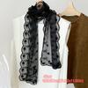 Retro Embroidered Flower Lace Scarf Breathable Mesh Lightweight Female Headscarf Long Sunscreen Shawl Women