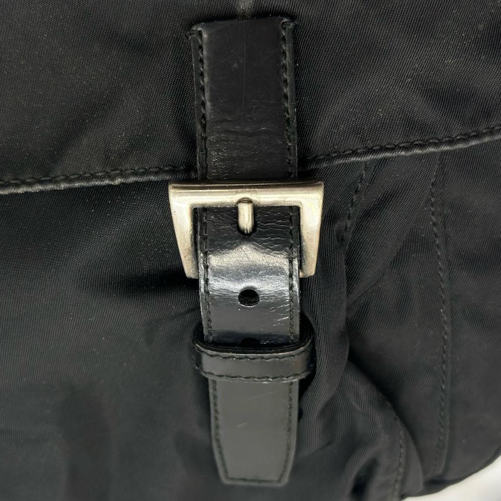 PRADA Triangle logo Shoulder Bag black unisex used