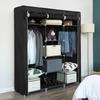 SONGMICS RYG12B Folding Wardrobe, Fabric Cabinet, Foldable Coat Rack with 2 Clothes Rails, 175 x 150 x 45 cm, Black, Canvas
