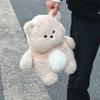 With Bear Rabbit Bib Plush Toy Backpack Stuffed Doll Cartoon Gift Decoration