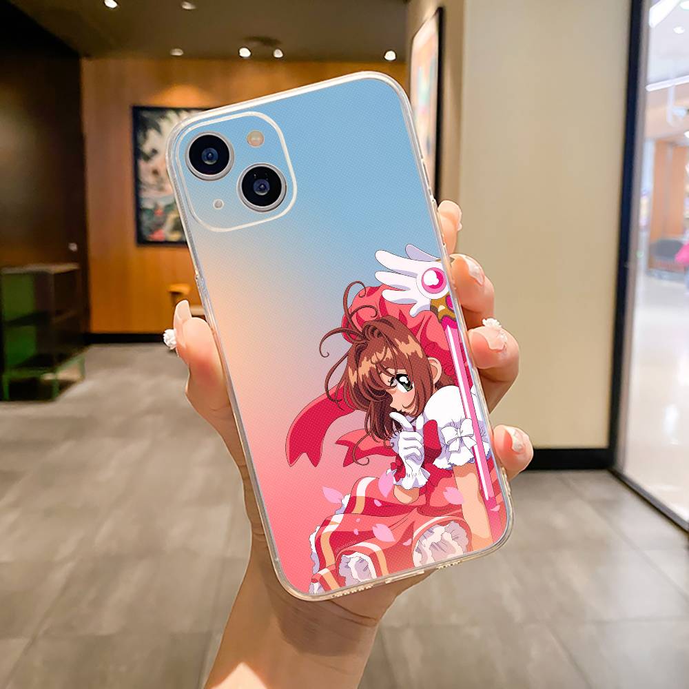 Anime cards-girl-sakura Phone Case For iPhone17,16,15,14,13,12,11 ,Pro Max, Plus Soft Silicone Transparent Cover